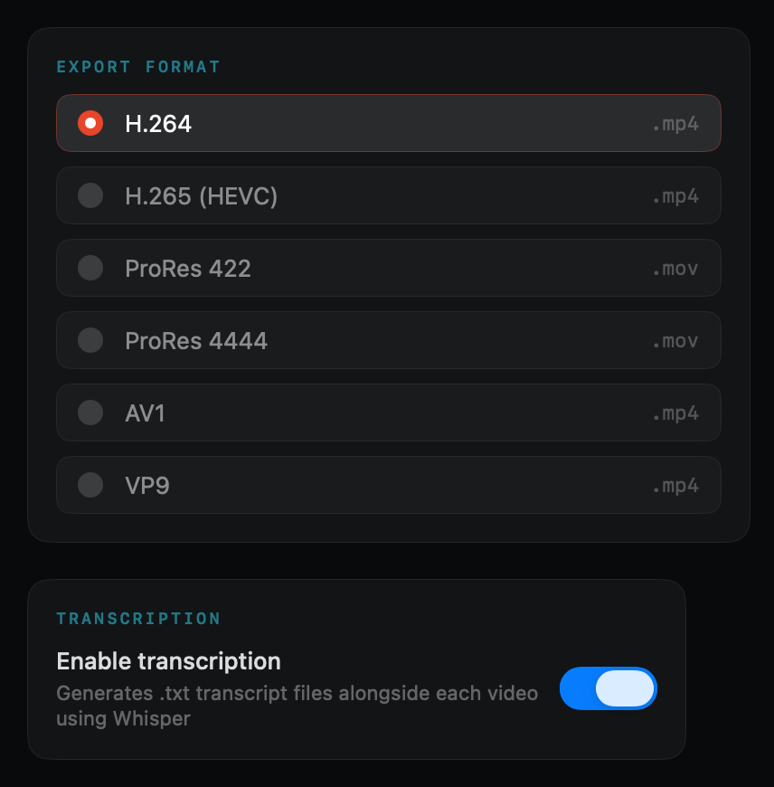 a very silly encoder — export formats and transcription