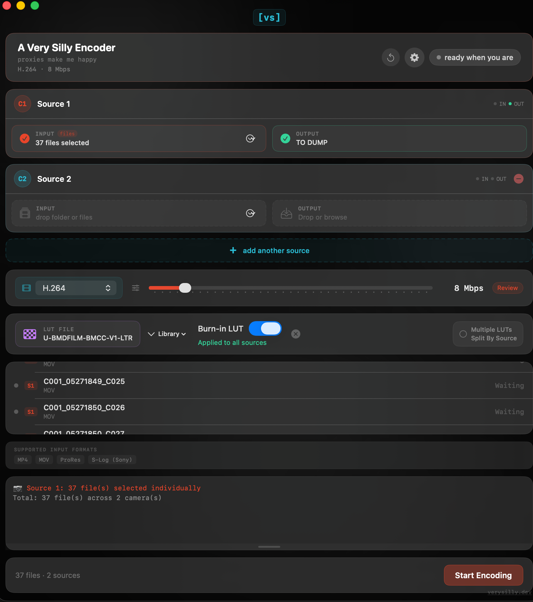 a very silly encoder — main interface